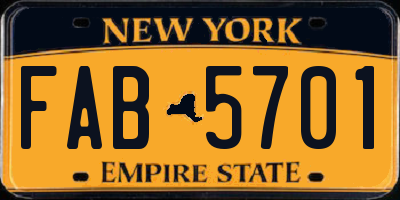 NY license plate FAB5701