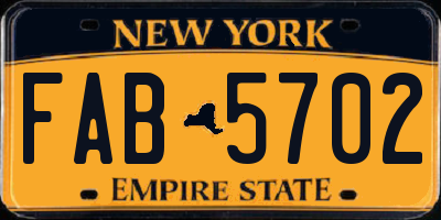 NY license plate FAB5702