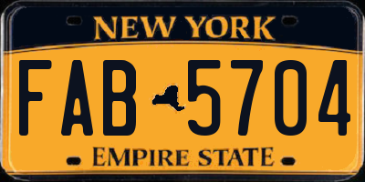 NY license plate FAB5704