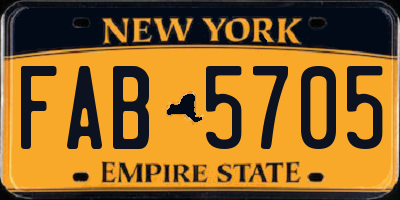 NY license plate FAB5705