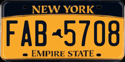 NY license plate FAB5708