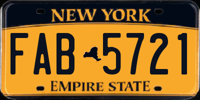 NY license plate FAB5721