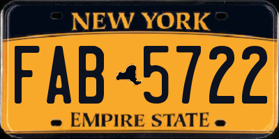 NY license plate FAB5722