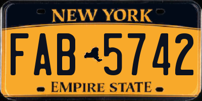 NY license plate FAB5742