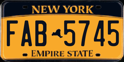 NY license plate FAB5745