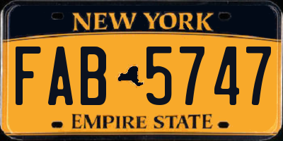 NY license plate FAB5747