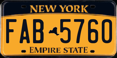 NY license plate FAB5760