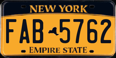 NY license plate FAB5762