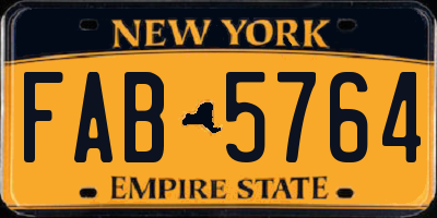 NY license plate FAB5764