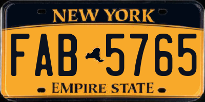 NY license plate FAB5765