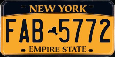 NY license plate FAB5772