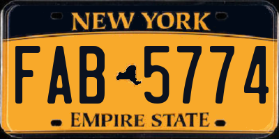 NY license plate FAB5774