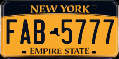 NY license plate FAB5777