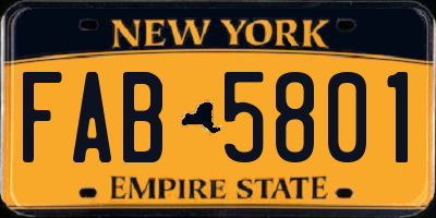 NY license plate FAB5801