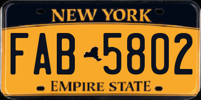 NY license plate FAB5802