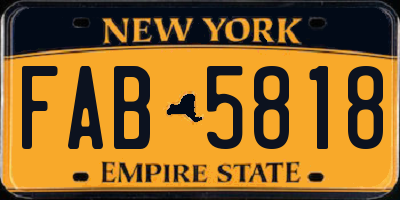 NY license plate FAB5818