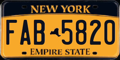 NY license plate FAB5820