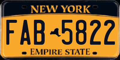 NY license plate FAB5822