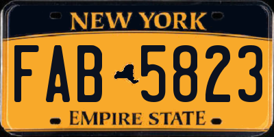 NY license plate FAB5823