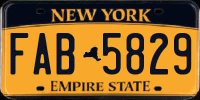 NY license plate FAB5829