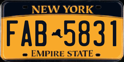 NY license plate FAB5831