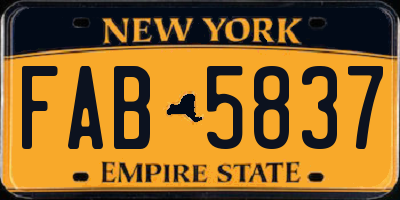 NY license plate FAB5837