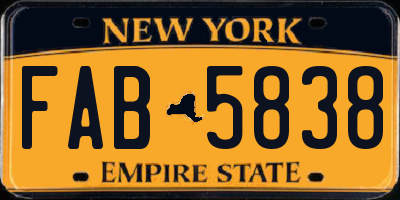 NY license plate FAB5838