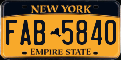 NY license plate FAB5840