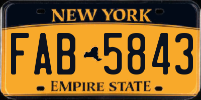 NY license plate FAB5843