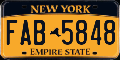 NY license plate FAB5848