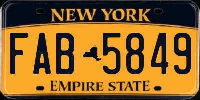 NY license plate FAB5849