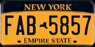 NY license plate FAB5857