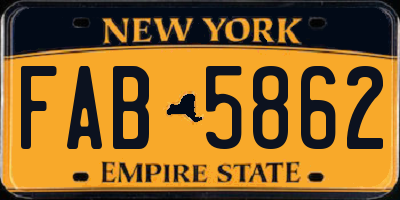 NY license plate FAB5862