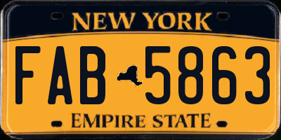 NY license plate FAB5863