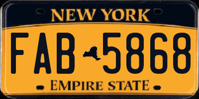 NY license plate FAB5868