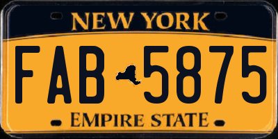 NY license plate FAB5875