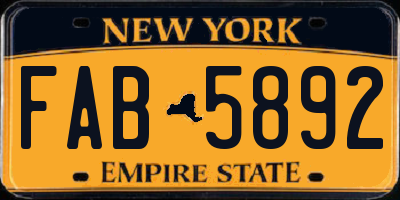 NY license plate FAB5892