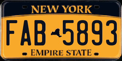 NY license plate FAB5893