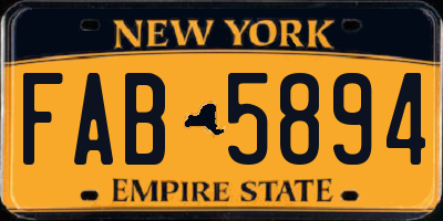 NY license plate FAB5894