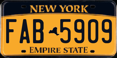 NY license plate FAB5909