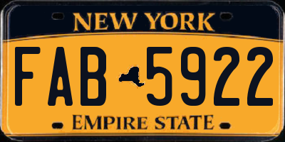 NY license plate FAB5922