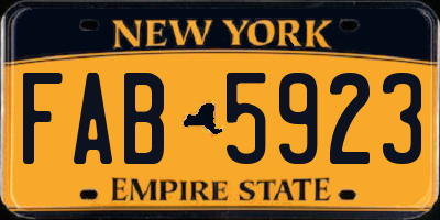 NY license plate FAB5923