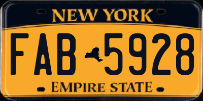 NY license plate FAB5928