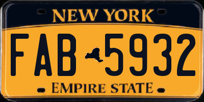 NY license plate FAB5932