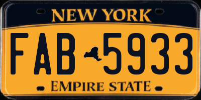 NY license plate FAB5933