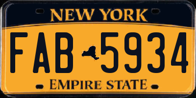NY license plate FAB5934