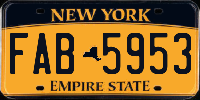 NY license plate FAB5953