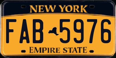 NY license plate FAB5976