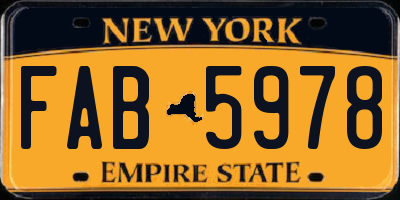 NY license plate FAB5978