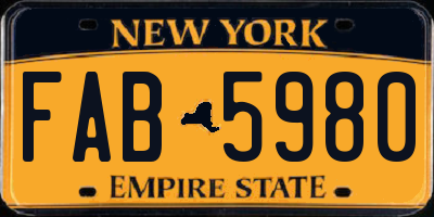 NY license plate FAB5980